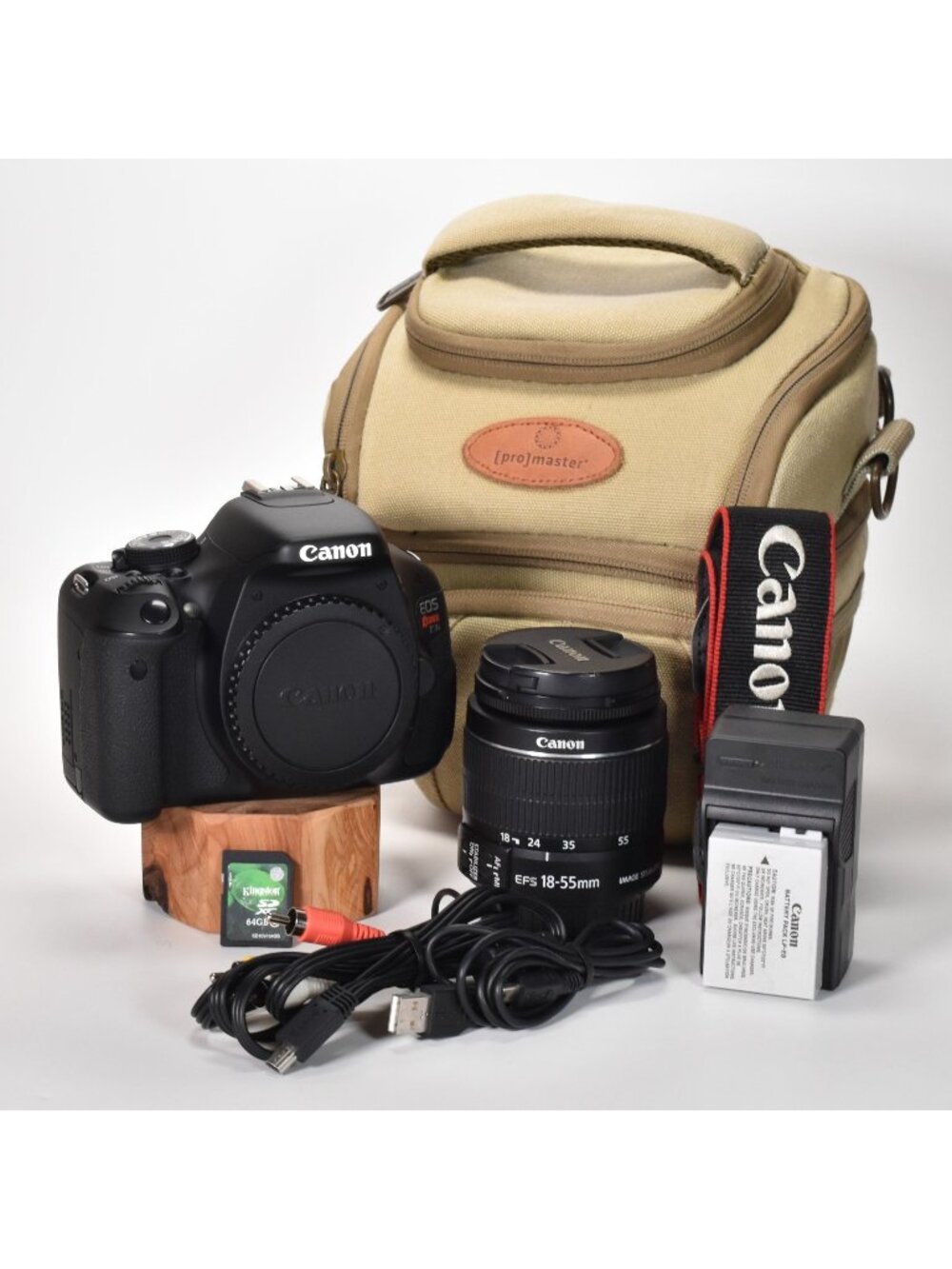 Canon EOS Rebel T3i DSLR 18.0MP HD Video 3979 Clicks 18-55mm Lens 64GB SD MINT